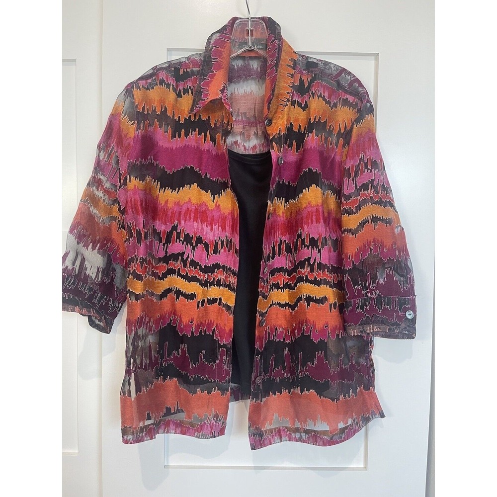BLOUSE SET 2PCS SEMI SHEER OVER BLOUSE SHELL  SZ MED FROM NOTATIONS